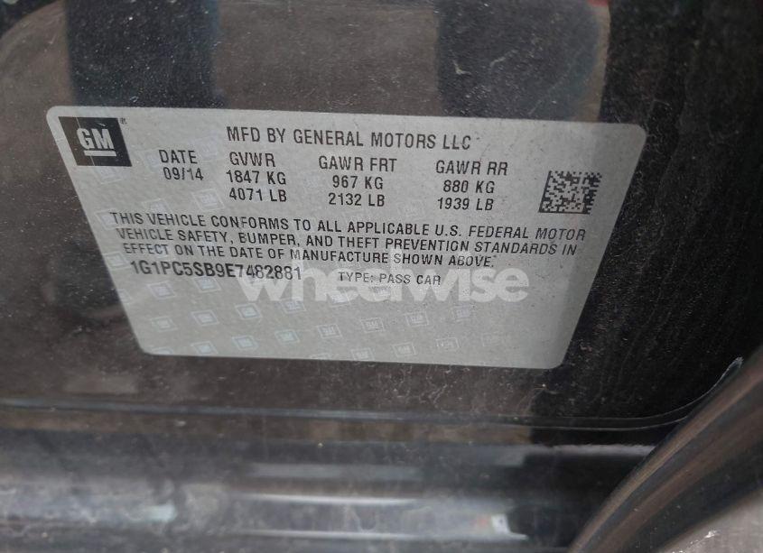 Photo 9 of 2014 Chevrolet Cruze 1LT AUTO (VIN 1G1PC5SB9E7482881)