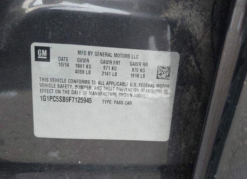 Photo 9 of 2015 Chevrolet Cruze 1LT AUTO (VIN 1G1PC5SB9F7125945)