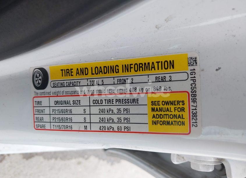 Photo 9 of 2015 Chevrolet Cruze 1LT AUTO (VIN 1G1PC5SB9F7138212)