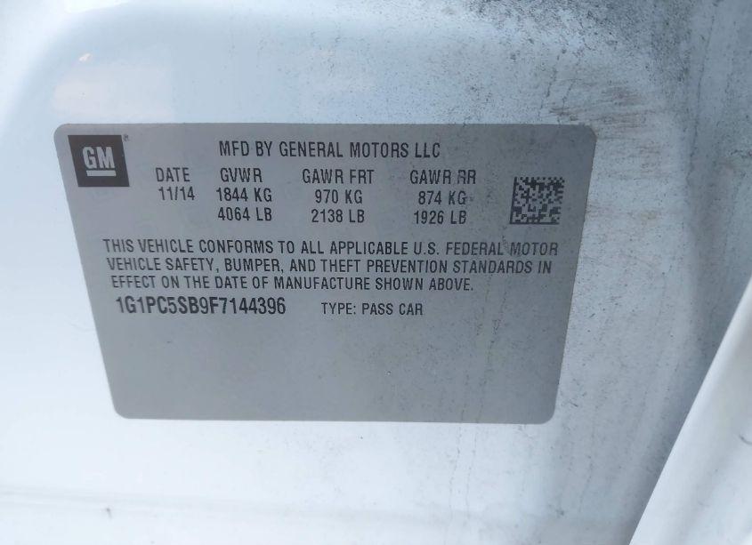 Photo 9 of 2015 Chevrolet Cruze 1LT AUTO (VIN 1G1PC5SB9F7144396)