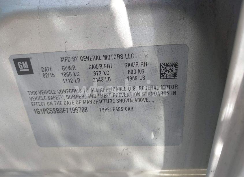 Photo 9 of 2015 Chevrolet Cruze 1LT AUTO (VIN 1G1PC5SB9F7196708)