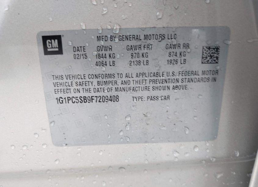 Photo 9 of 2015 Chevrolet Cruze 1LT AUTO (VIN 1G1PC5SB9F7209408)