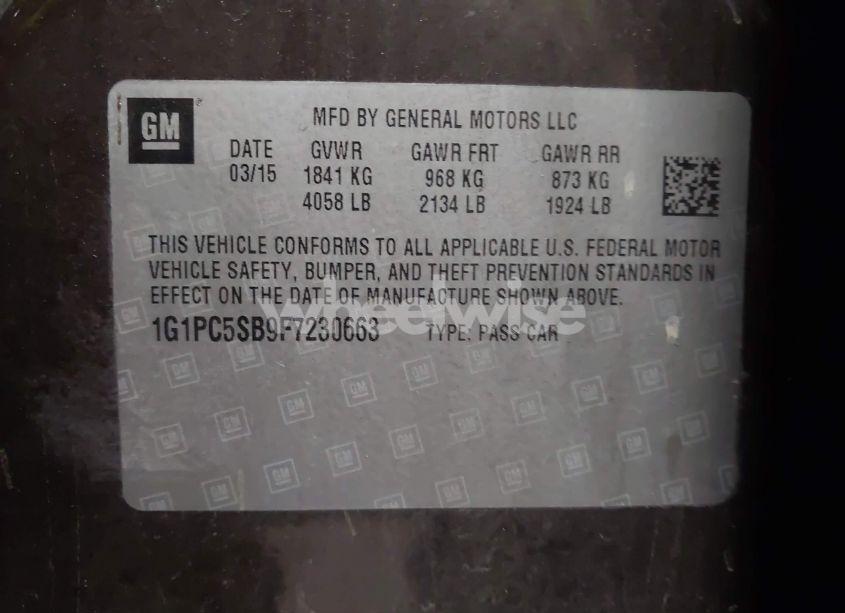 Photo 9 of 2015 Chevrolet Cruze 1LT AUTO (VIN 1G1PC5SB9F7230663)