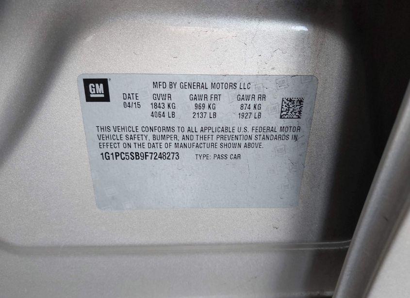 Photo 7 of 2015 Chevrolet Cruze 1LT AUTO (VIN 1G1PC5SB9F7248273)