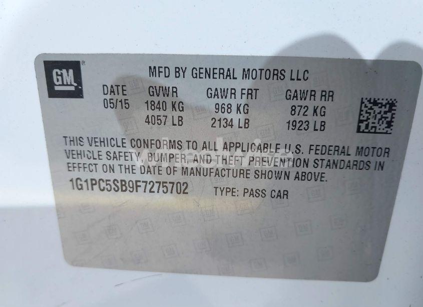 Photo 9 of 2015 Chevrolet Cruze 1LT AUTO (VIN 1G1PC5SB9F7275702)