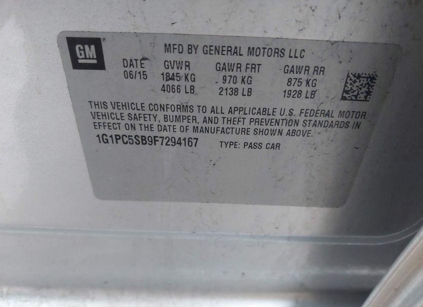 Photo 9 of 2015 Chevrolet Cruze 1LT AUTO (VIN 1G1PC5SB9F7294167)