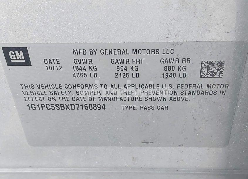 Photo 9 of 2013 Chevrolet Cruze 1LT AUTO (VIN 1G1PC5SBXD7160894)