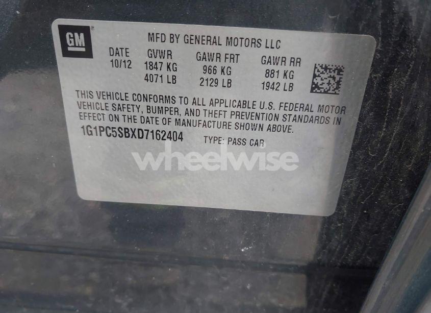 Photo 9 of 2013 Chevrolet Cruze 1LT AUTO (VIN 1G1PC5SBXD7162404)