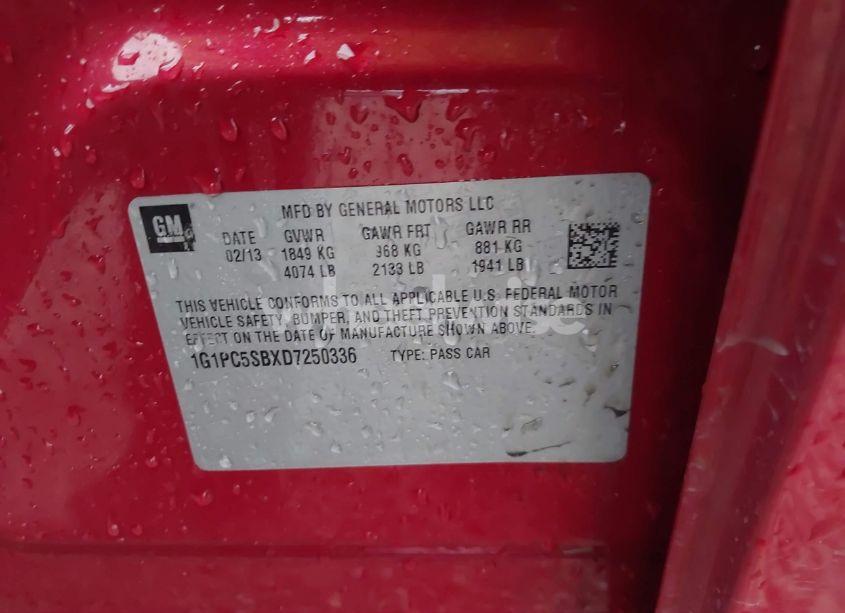 Photo 9 of 2013 Chevrolet Cruze 1LT AUTO (VIN 1G1PC5SBXD7250336)