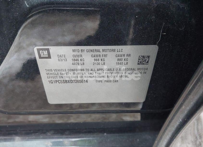 Photo 9 of 2013 Chevrolet Cruze 1LT AUTO (VIN 1G1PC5SBXD7265614)