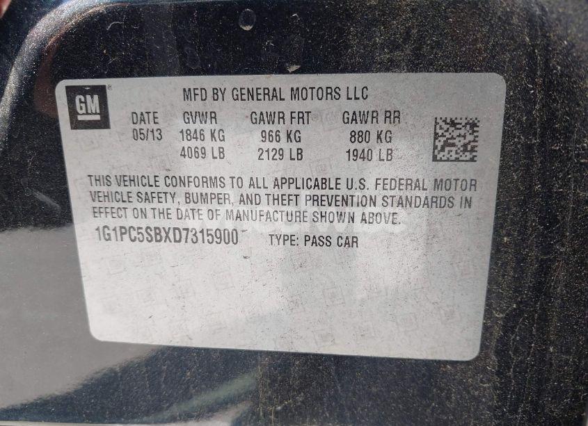 Photo 9 of 2013 Chevrolet Cruze 1LT AUTO (VIN 1G1PC5SBXD7315900)