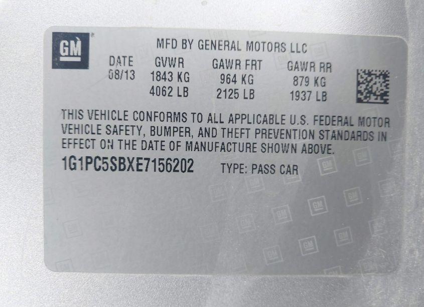 Photo 9 of 2014 Chevrolet Cruze 1LT AUTO (VIN 1G1PC5SBXE7156202)