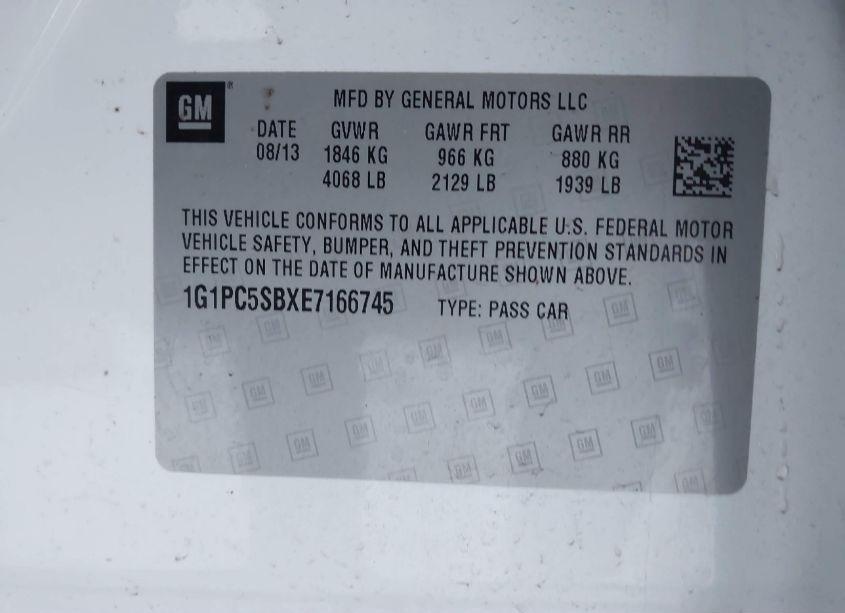 Photo 9 of 2014 Chevrolet Cruze 1LT AUTO (VIN 1G1PC5SBXE7166745)