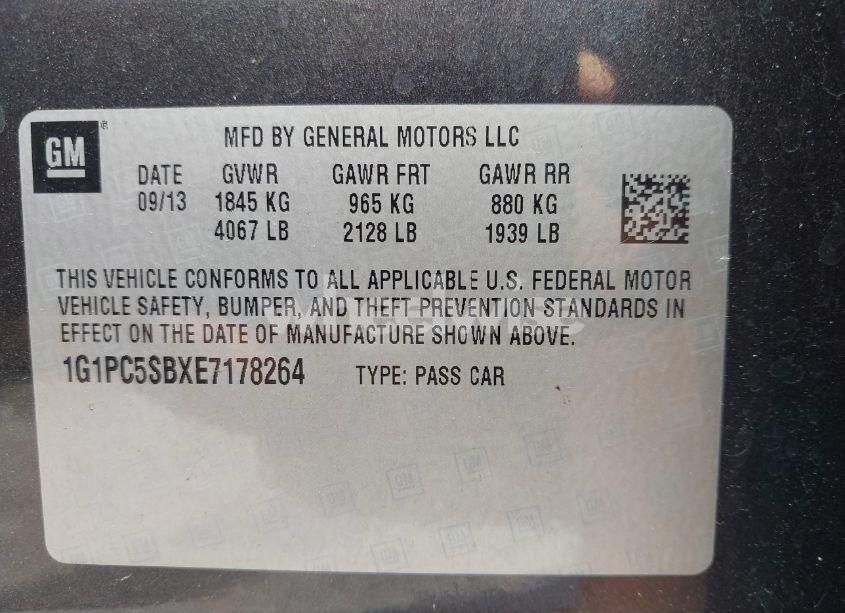 Photo 9 of 2014 Chevrolet Cruze 1LT AUTO (VIN 1G1PC5SBXE7178264)