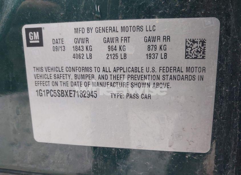 Photo 9 of 2014 Chevrolet Cruze 1LT AUTO (VIN 1G1PC5SBXE7182945)