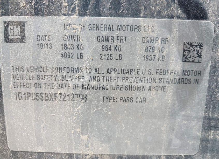 Photo 9 of 2014 Chevrolet Cruze 1LT AUTO (VIN 1G1PC5SBXE7212798)