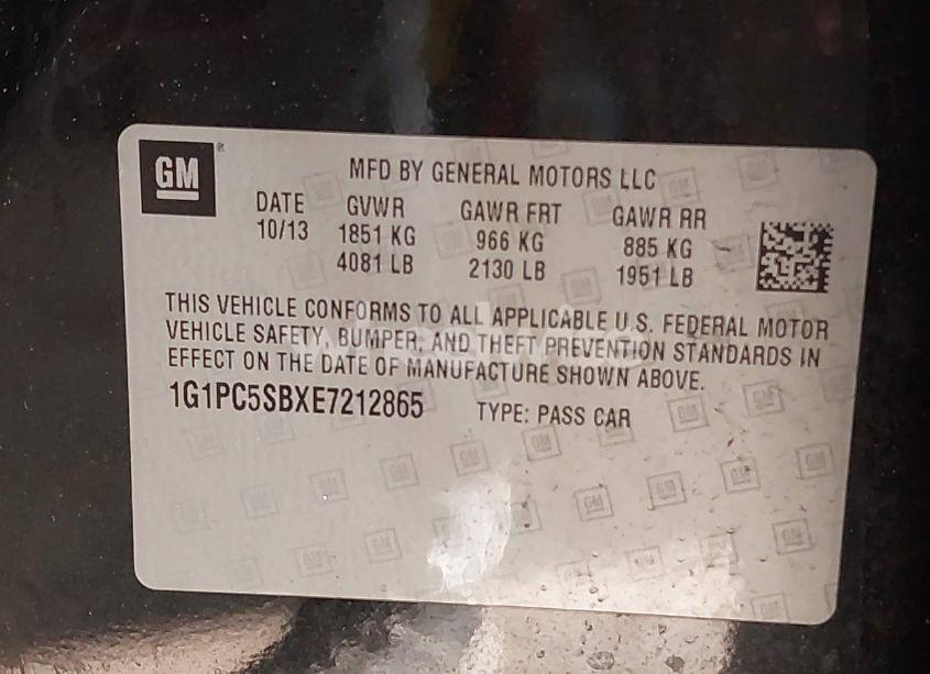 Photo 9 of 2014 Chevrolet Cruze 1LT AUTO (VIN 1G1PC5SBXE7212865)