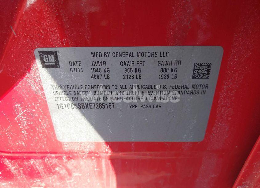 Photo 8 of 2014 Chevrolet Cruze 1LT AUTO (VIN 1G1PC5SBXE7285167)