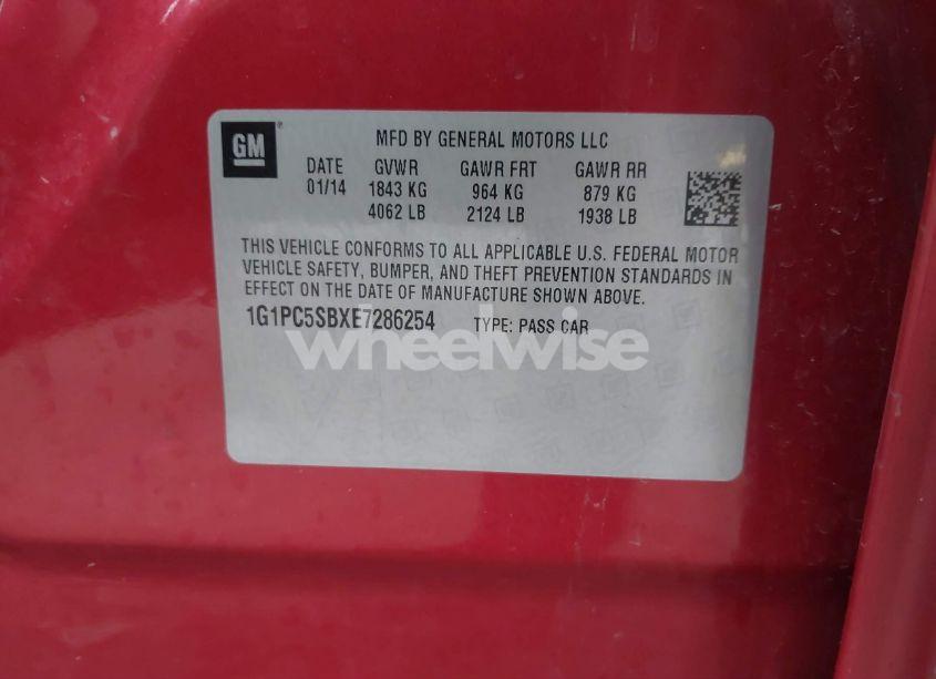 Photo 9 of 2014 Chevrolet Cruze 1LT AUTO (VIN 1G1PC5SBXE7286254)