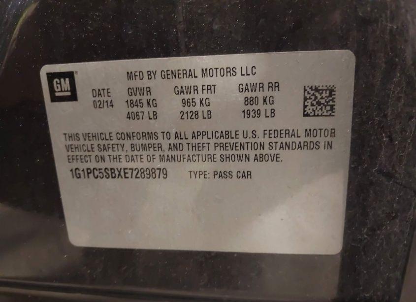 Photo 9 of 2014 Chevrolet Cruze 1LT AUTO (VIN 1G1PC5SBXE7289879)