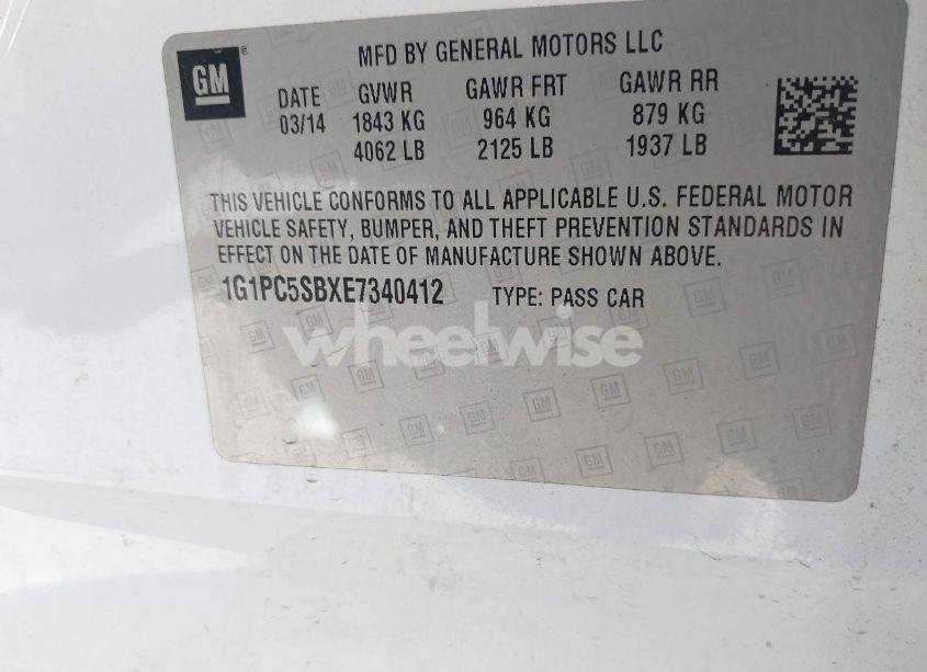 Photo 9 of 2014 Chevrolet Cruze 1LT AUTO (VIN 1G1PC5SBXE7340412)