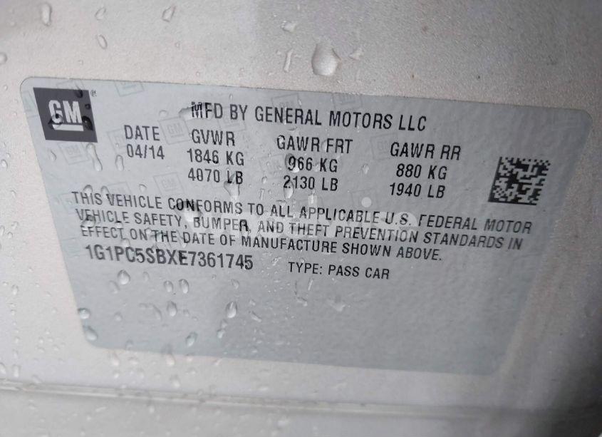 Photo 9 of 2014 Chevrolet Cruze 1LT AUTO (VIN 1G1PC5SBXE7361745)