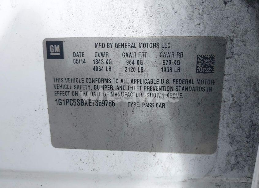 Photo 9 of 2014 Chevrolet Cruze 1LT AUTO (VIN 1G1PC5SBXE7389786)