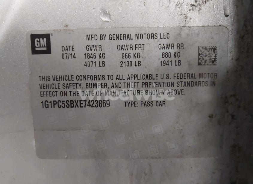 Photo 9 of 2014 Chevrolet Cruze 1LT AUTO (VIN 1G1PC5SBXE7423869)