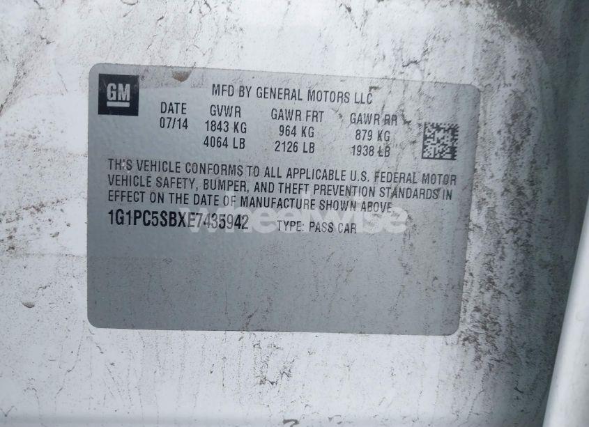 Photo 9 of 2014 Chevrolet Cruze 1LT AUTO (VIN 1G1PC5SBXE7435942)