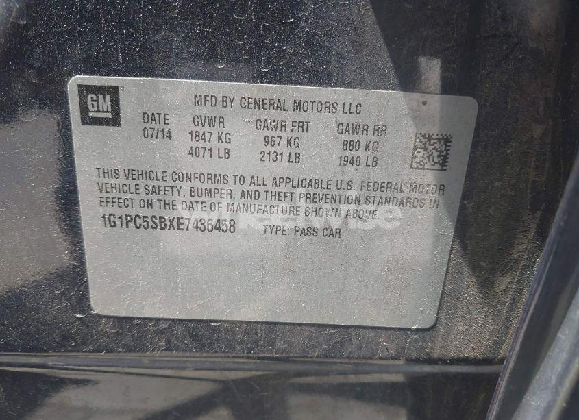 Photo 9 of 2014 Chevrolet Cruze 1LT AUTO (VIN 1G1PC5SBXE7436458)