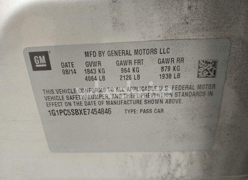 Photo 9 of 2014 Chevrolet Cruze 1LT AUTO (VIN 1G1PC5SBXE7454846)