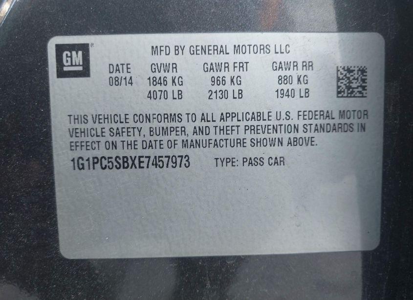 Photo 9 of 2014 Chevrolet Cruze 1LT AUTO (VIN 1G1PC5SBXE7457973)