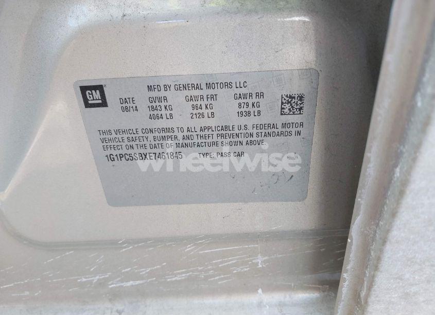 Photo 9 of 2014 Chevrolet Cruze 1LT AUTO (VIN 1G1PC5SBXE7461845)