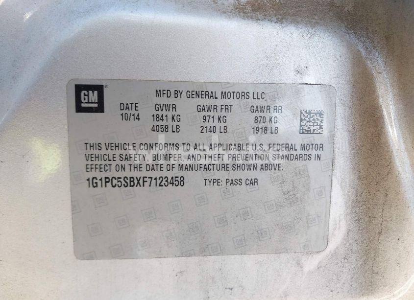Photo 9 of 2015 Chevrolet Cruze 1LT AUTO (VIN 1G1PC5SBXF7123458)