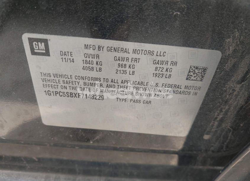 Photo 9 of 2015 Chevrolet Cruze 1LT AUTO (VIN 1G1PC5SBXF7148229)