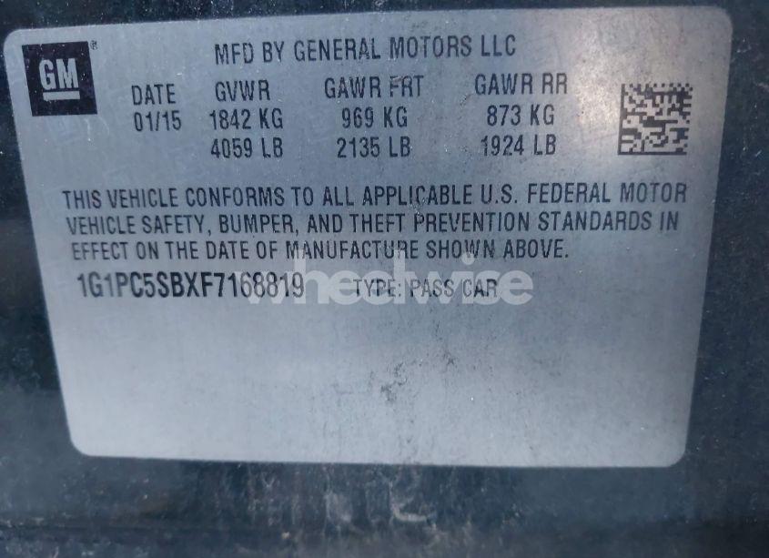 Photo 9 of 2015 Chevrolet Cruze 1LT AUTO (VIN 1G1PC5SBXF7168819)