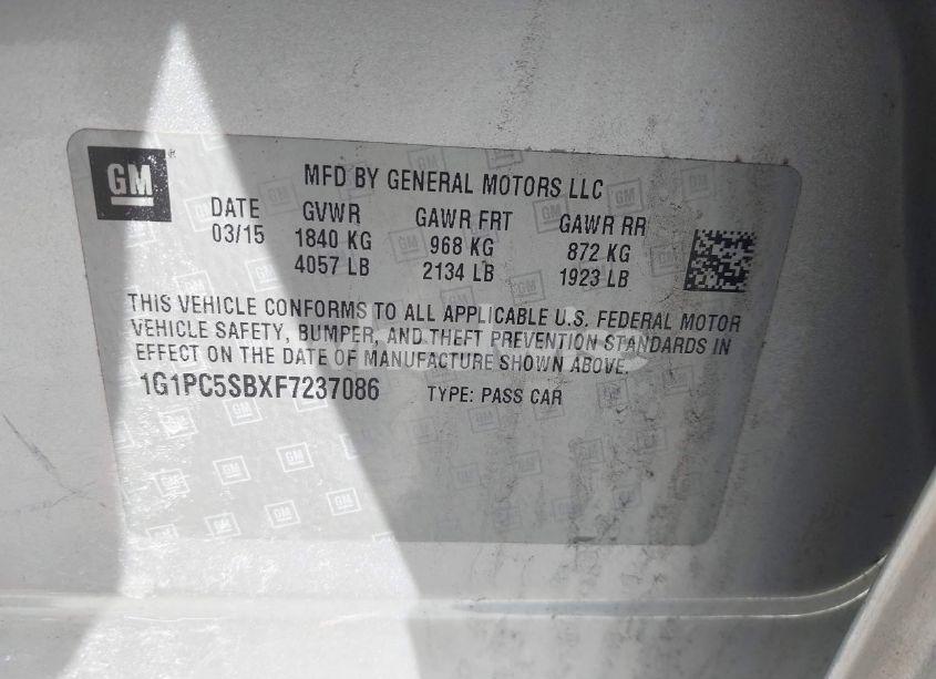 Photo 9 of 2015 Chevrolet Cruze 1LT AUTO (VIN 1G1PC5SBXF7237086)