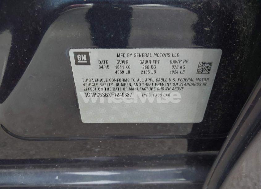 Photo 9 of 2015 Chevrolet Cruze 1LT AUTO (VIN 1G1PC5SBXF7240327)