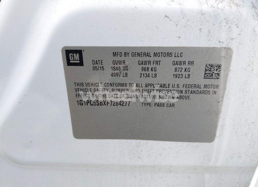 Photo 9 of 2015 Chevrolet Cruze 1LT AUTO (VIN 1G1PC5SBXF7284277)