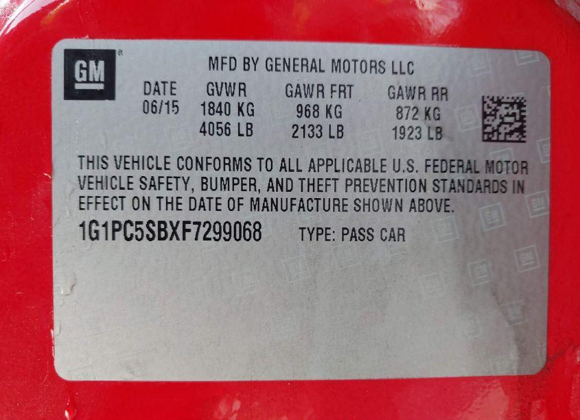 Photo 9 of 2015 Chevrolet Cruze 1LT AUTO (VIN 1G1PC5SBXF7299068)