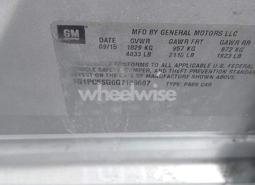Photo 9 of 2016 Chevrolet Cruze LIMITED LS AUTO (VIN 1G1PC5SG0G7159687)