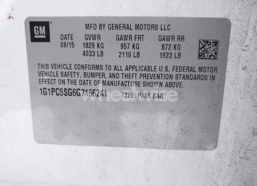Photo 9 of 2016 Chevrolet Cruze LIMITED LS AUTO (VIN 1G1PC5SG6G7166241)