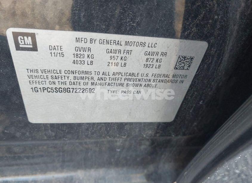 Photo 9 of 2016 Chevrolet Cruze LIMITED LS AUTO (VIN 1G1PC5SG8G7222602)
