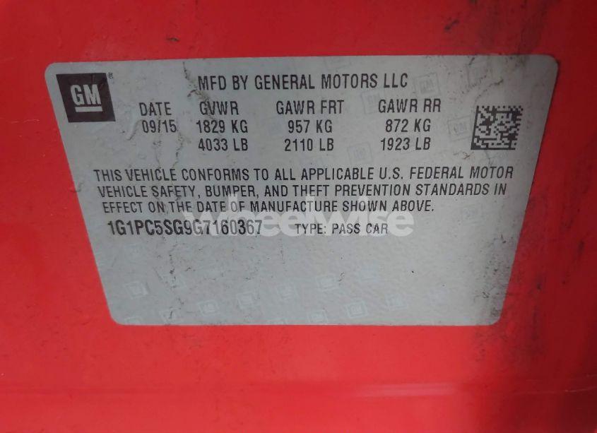Photo 9 of 2016 Chevrolet Cruze LIMITED LS AUTO (VIN 1G1PC5SG9G7160367)