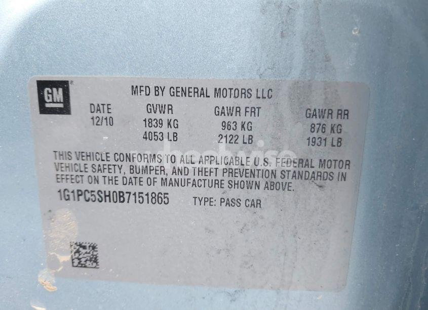 Photo 9 of 2011 Chevrolet Cruze LS (VIN 1G1PC5SH0B7151865)