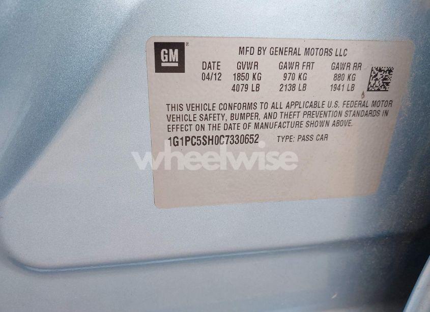 Photo 9 of 2012 Chevrolet Cruze LS (VIN 1G1PC5SH0C7330652)