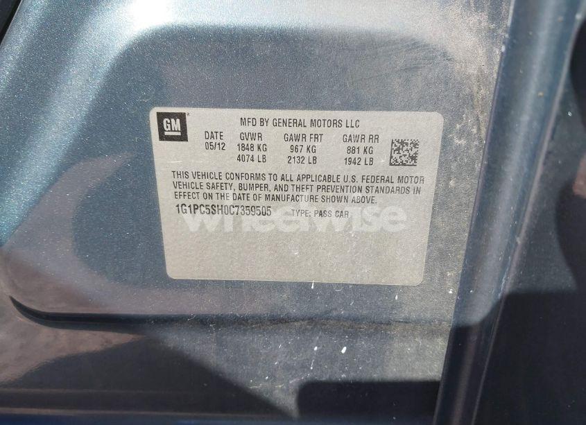 Photo 9 of 2012 Chevrolet Cruze LS (VIN 1G1PC5SH0C7359505)