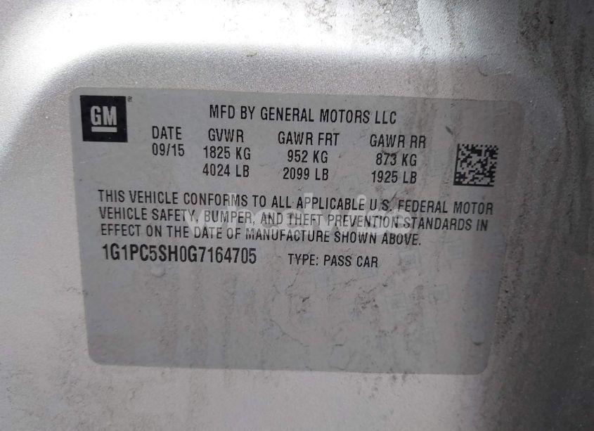 Photo 9 of 2016 Chevrolet Cruze LIMITED LS AUTO (VIN 1G1PC5SH0G7164705)