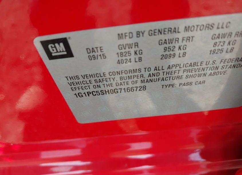 Photo 9 of 2016 Chevrolet Cruze LIMITED LS AUTO (VIN 1G1PC5SH0G7166728)