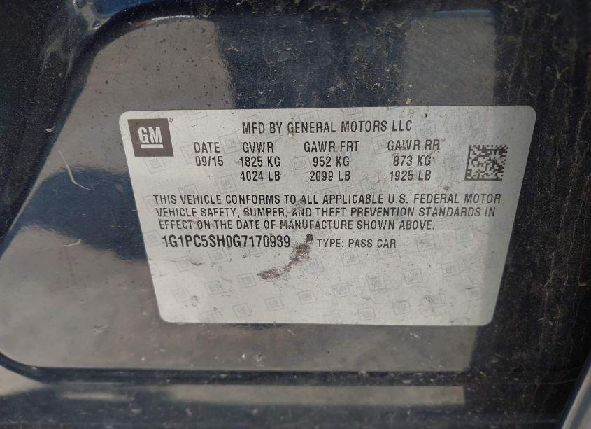 Photo 9 of 2016 Chevrolet Cruze LIMITED LS AUTO (VIN 1G1PC5SH0G7170939)